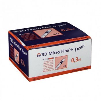 BD Microfine Insulinespuit 0,3ml U100 + naald 0,30mm (30G) x 8mm