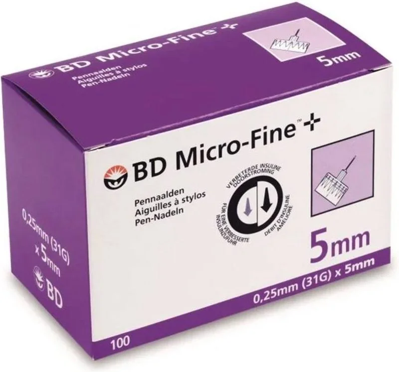 Bd Micro-fine+ Pennaalden 0,25mm/31g X 5mm 100 Stuks